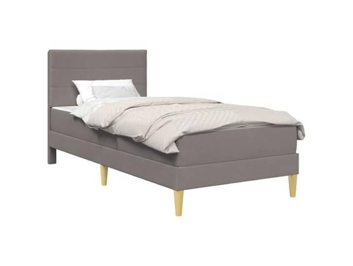 TUERYAFEK Bettrahmen Taupe 90 x 200 cm Polyester Sperrholzrahmen, Kunststoffbeine, Schaumstoffmatratze, Pflegeleicht mit feuchtem Tuch