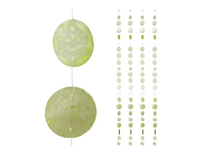 Relaxdays Guirlande de Nacre\, Lot de 4\, fenêtre\, Balcon\, Porte\, Rideau de séparation\, 180 cm\, étoile\, Vert Clair