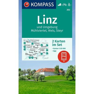 KOMPASS Wanderkarten-Set 202 Linz und Umgebung, Mühlviertel, Wels, Steyr (2 Karten) 1:50.000, Sonstige von , KOMPASS Freytag & Berndt,