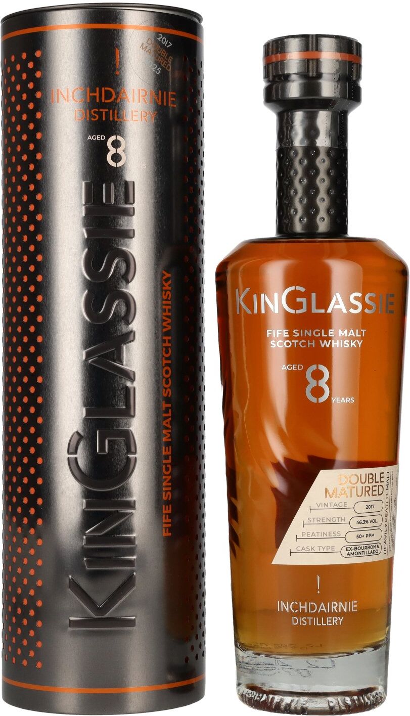 Inchdairnie KinGlassie 8 Years Old Double Matured Fife Single Malt Scotch Whisky 46,3% Vol. 0,7l in Tinbox