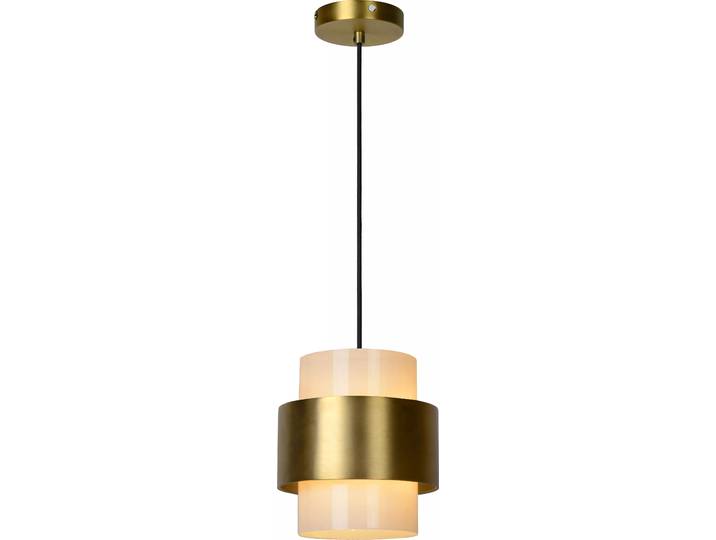 Lampe suspendue simple blanche avec bord doré FIRMIN 1xE27 40W Lucide