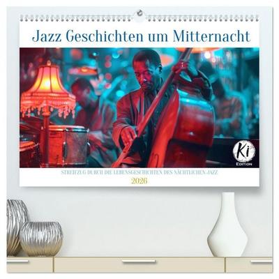 Jazz Geschichten um Mitternacht (hochwertiger Premium Wandkalender 2026 DIN A2 quer), Kunstdruck in Hochglanz