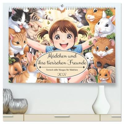 Mädchen und ihre tierischen Freunde - Tierisch süße Mangas für Mädchen (hochwertiger Premium Wandkalender 2027 DIN A2 quer), Kunstdruck in Hochglanz