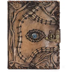 Brown Tan Book - Evil Eye Decor - 160 Deckle Edges Pages - 20x15cm