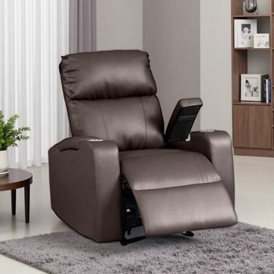 VIVIADORE Black Faux Leather Power Recliner Chair, Modern Electric Armchair with Dual Cup Holders, Hidden Armrest Storage