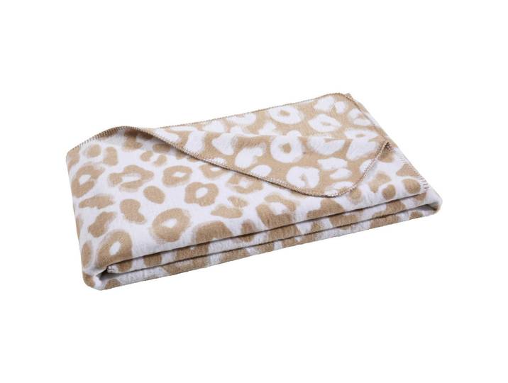 Dieter Knoll Wohndecke, Weiss, Taupe, Textil, Animalprint, 150x200 cm, pflegeleicht, Heimtextilien, Wohntextilien, Decken, Kuscheldecke