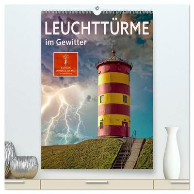 Leuchttürme im Gewitter (hochwertiger Premium Wandkalender 2027 DIN A2 hoch), Kunstdruck in Hochglanz