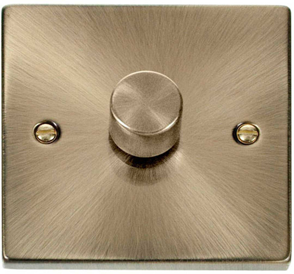 Symple Stuff Antique Brass 1 Gang 2 Way LED 100W Trailing Edge Dimmer Light Switch Antique Brass