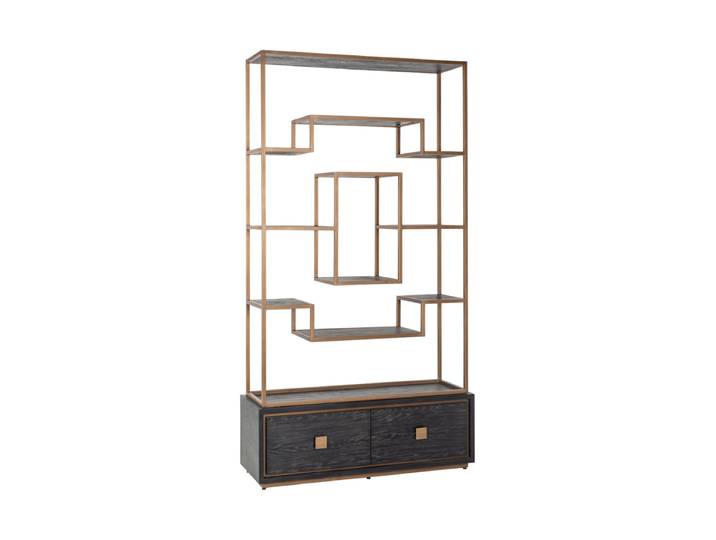 Grosses Design Regal „Hunter“ aus massiver Eiche Schwarz Richmond Interiors