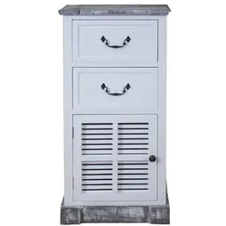 Hochkommode im Shabby Chic Design Weiß Grau