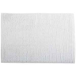 MSV Badematte Badteppich Chenille, 60 x 90 cm, weiß, aus 100 % Polyester, rutschfest