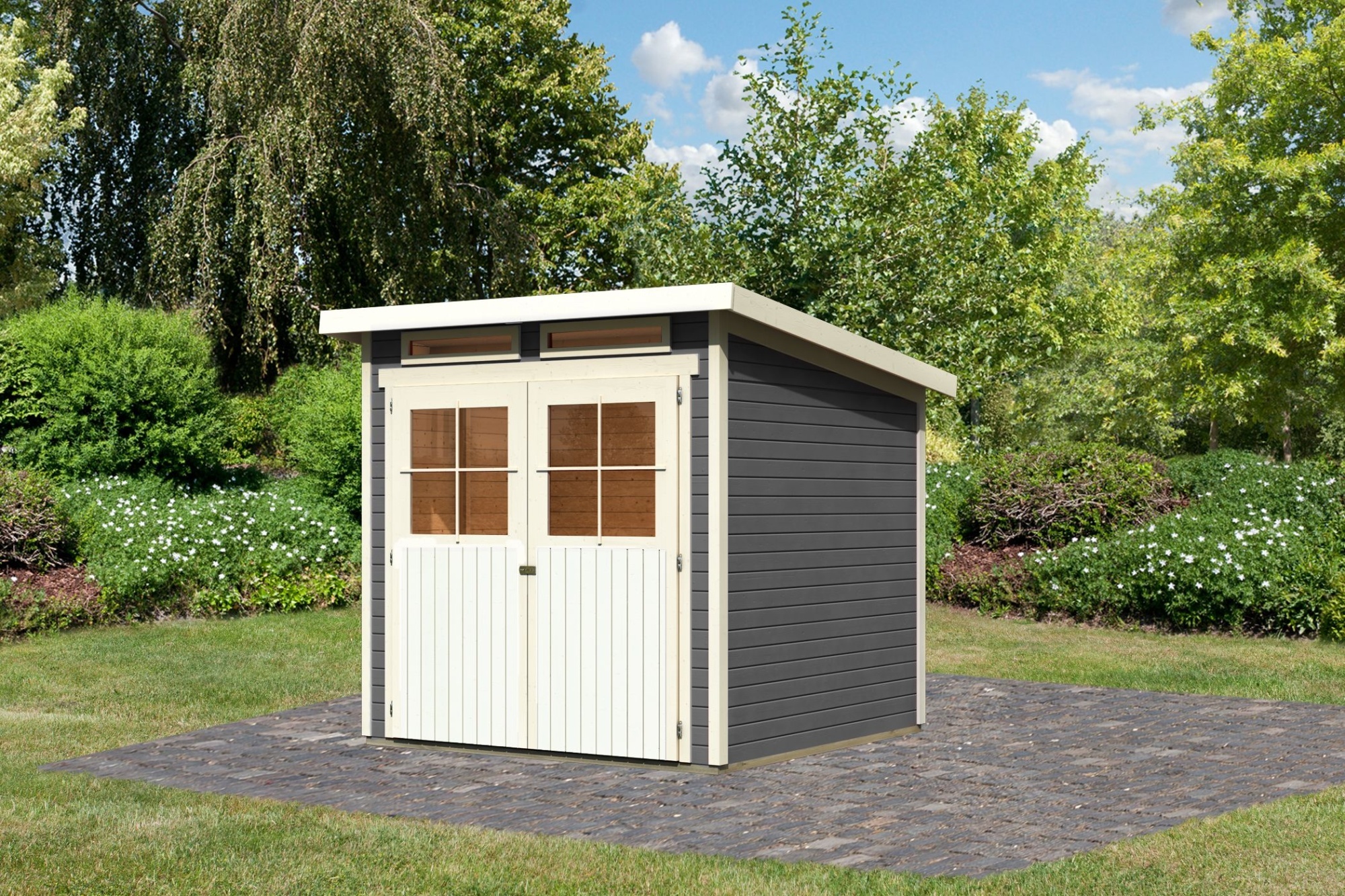 Karibu Gartenhaus Gerätehaus Glücksburg 3 terragrau 213x217x220 cm