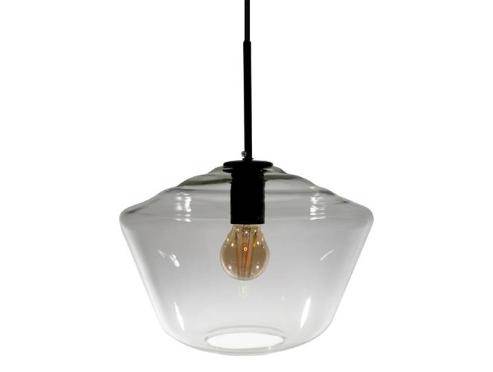 Suspension en verre soufflé fumé et métal finition noir