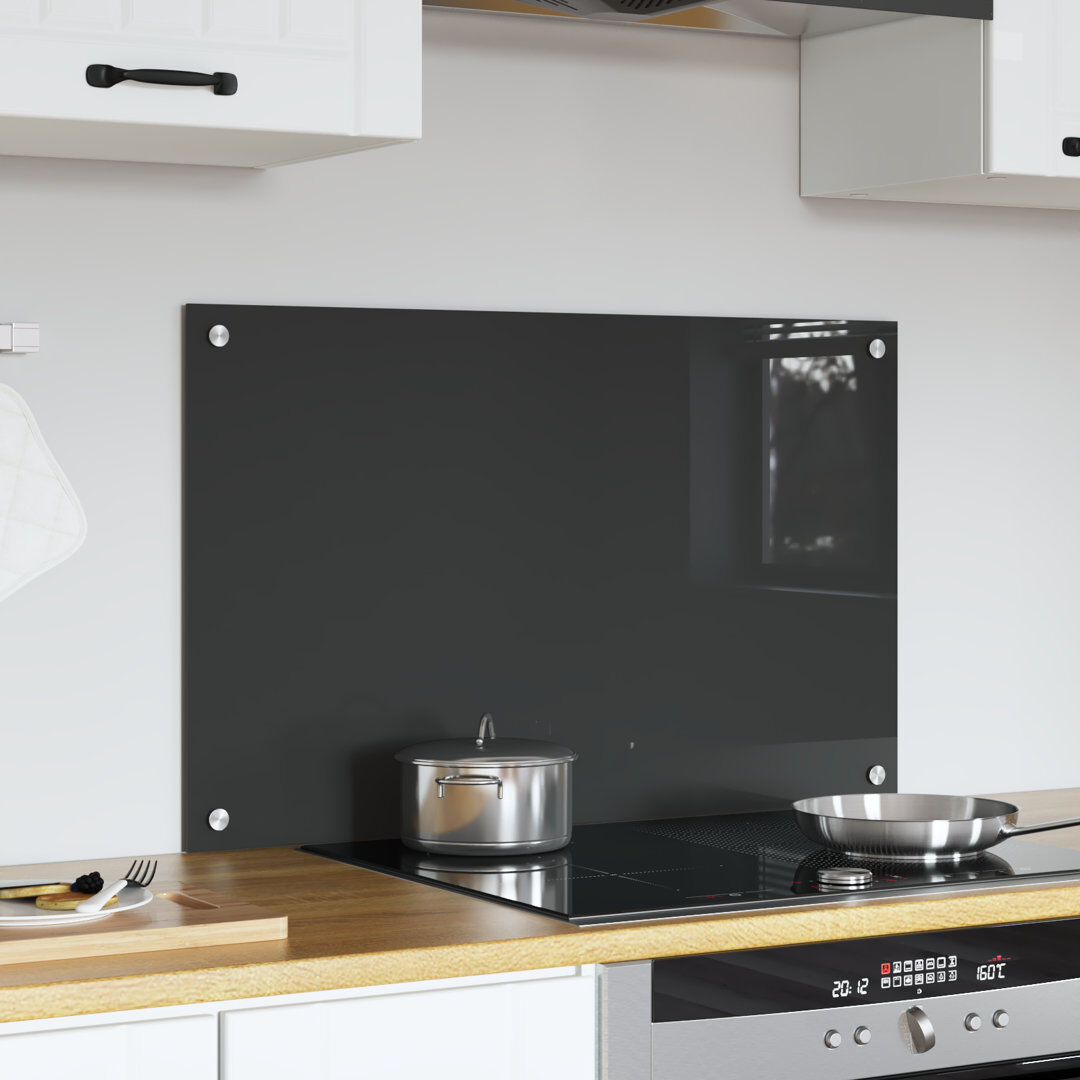 Belfry Kitchen Kitchen Backsplash Tempered Glass Grey 50 x 80 cm