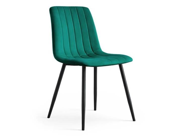Chaise en velours matelassée LIVO Vert Bouteille pieds noirs