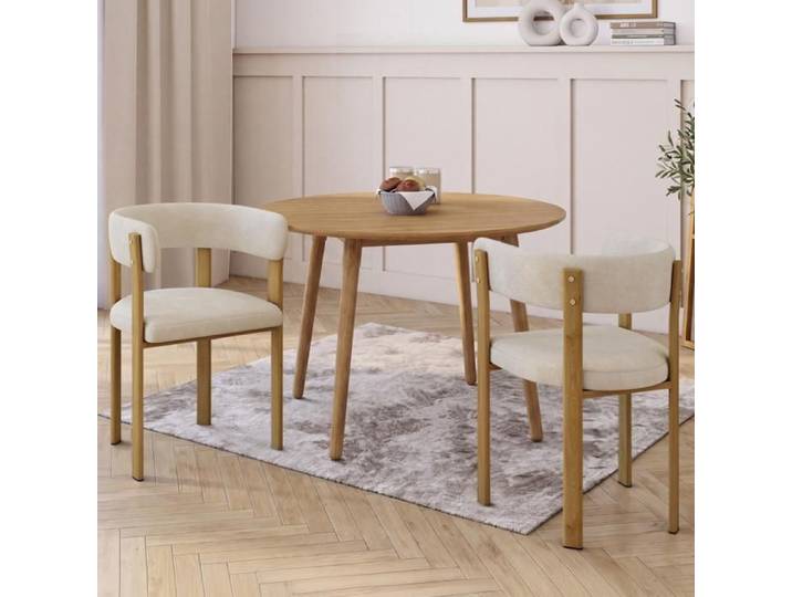 Lot de 2 chaises NELLA tissu chenille beige