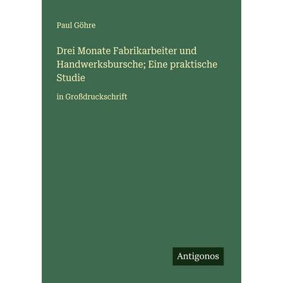 Drei Monate Fabrikarbeiter und Handwerksbursche; Eine praktische Studie, Taschenbuch von Paul Göhre, Antigonos Verlag, 978-3-388-09136-5