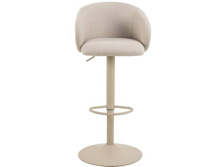 Barhocker >Eleanor< mit Drehfunktion & Fußstütze, Sitzhöhe höhenverstellbar 65–86 cm, Stoff beige, pulverbeschichtetes Stahlgestell grau-beige, Modell Eleanor, modern & bequem,53x110x56cm (BxHxT).
