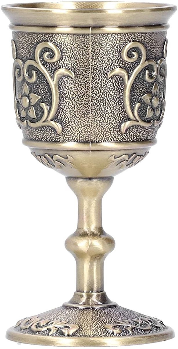 Dailygoods Bronzen Decoratieve Kelk Beker - Retro Wijnbeker - Diameter: 9,2 cm