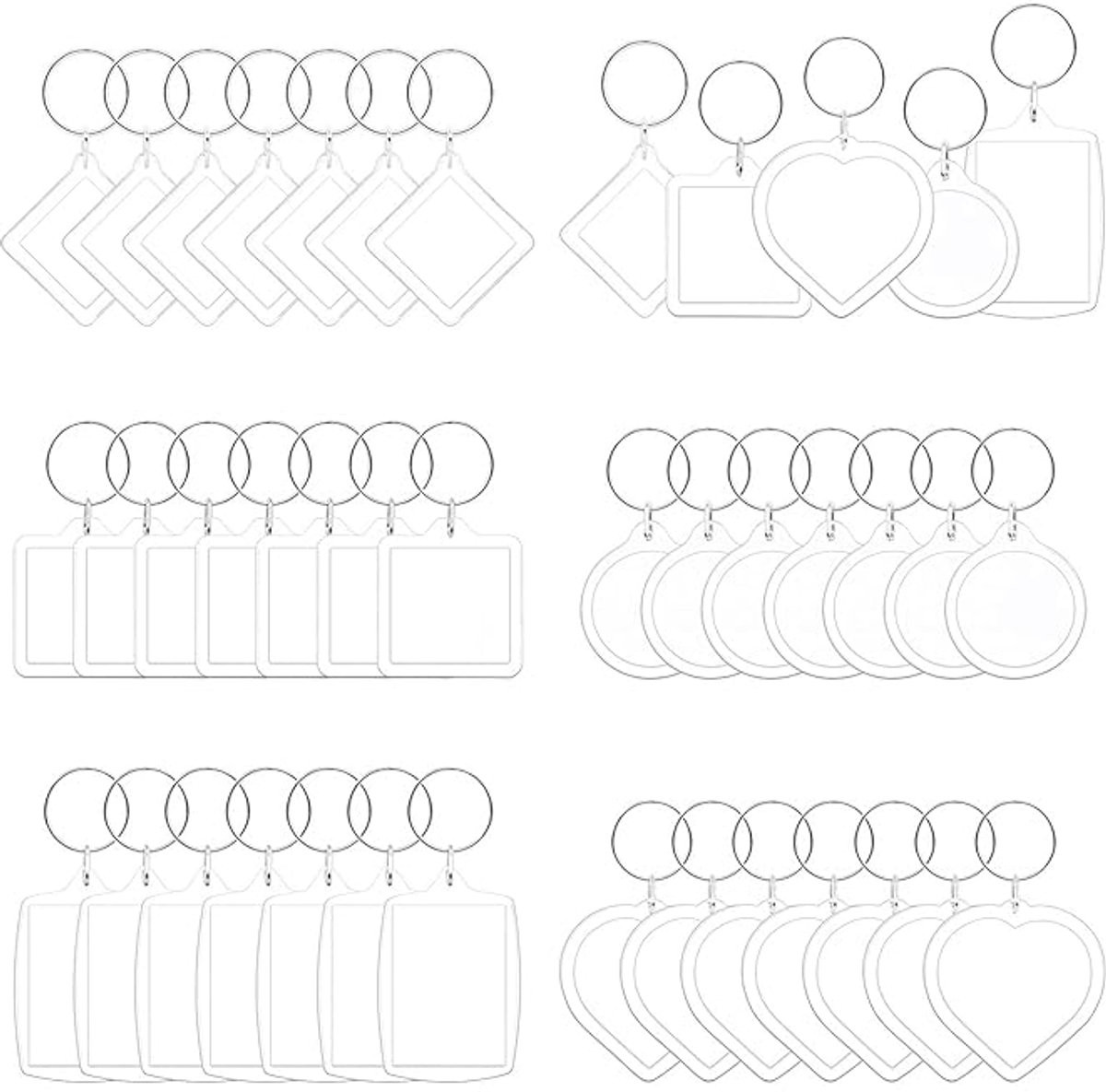 40 Stuks Transparante Acryl Foto Sleutelhangers met Lege Fotolijstjes