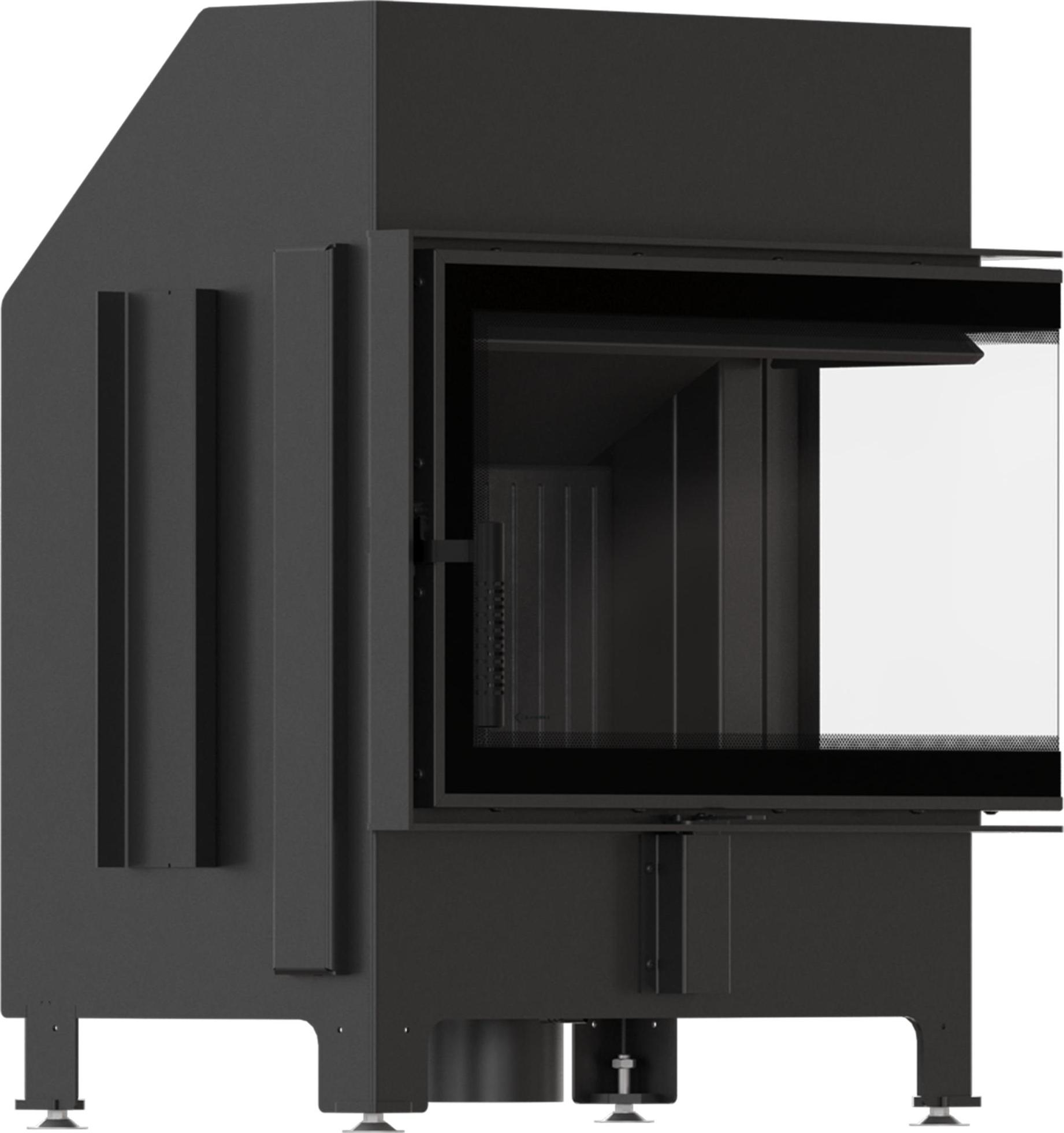 Kamineinsatz KRATKI ZIBI ECO 9,9 kW Ø 180 Eck rechts, schwarze Verkleidung