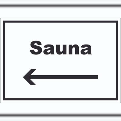 HB-Druck Sauna Aufkleber mit Text und Richtungspfeil links Erholung Entspannung waagerecht A3 (297x420mm)