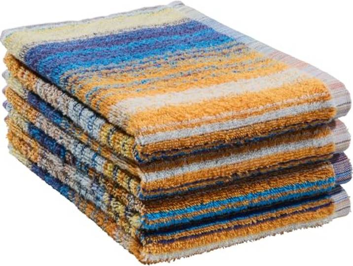 REDBEST Frottier-Geschirrtuch 4er-Pack Streifen bunt Größe 50x50 cm - gute Feuchtigkeitsaufnahme, weiches Material, nachhaltig produziert