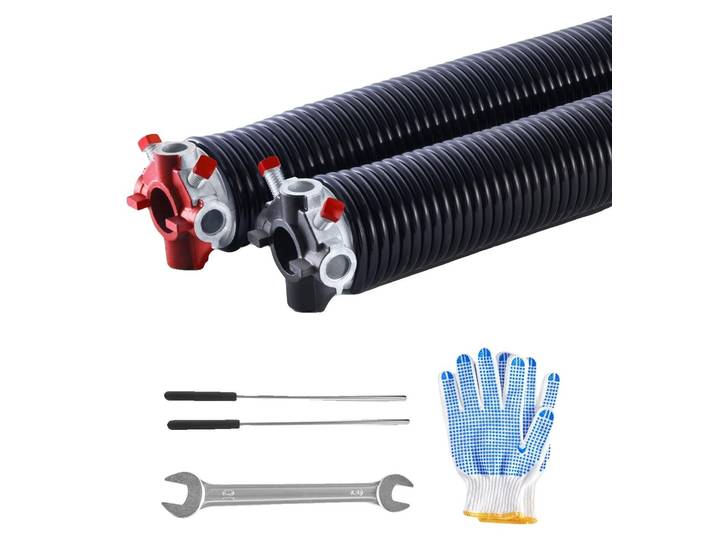 Ressort de torsion de porte de garage VEVOR (φ6\,35×φ50\,8×889mm) 16000 cycles\, revêtement noir\, à remplacer\, ressort de porte de garage