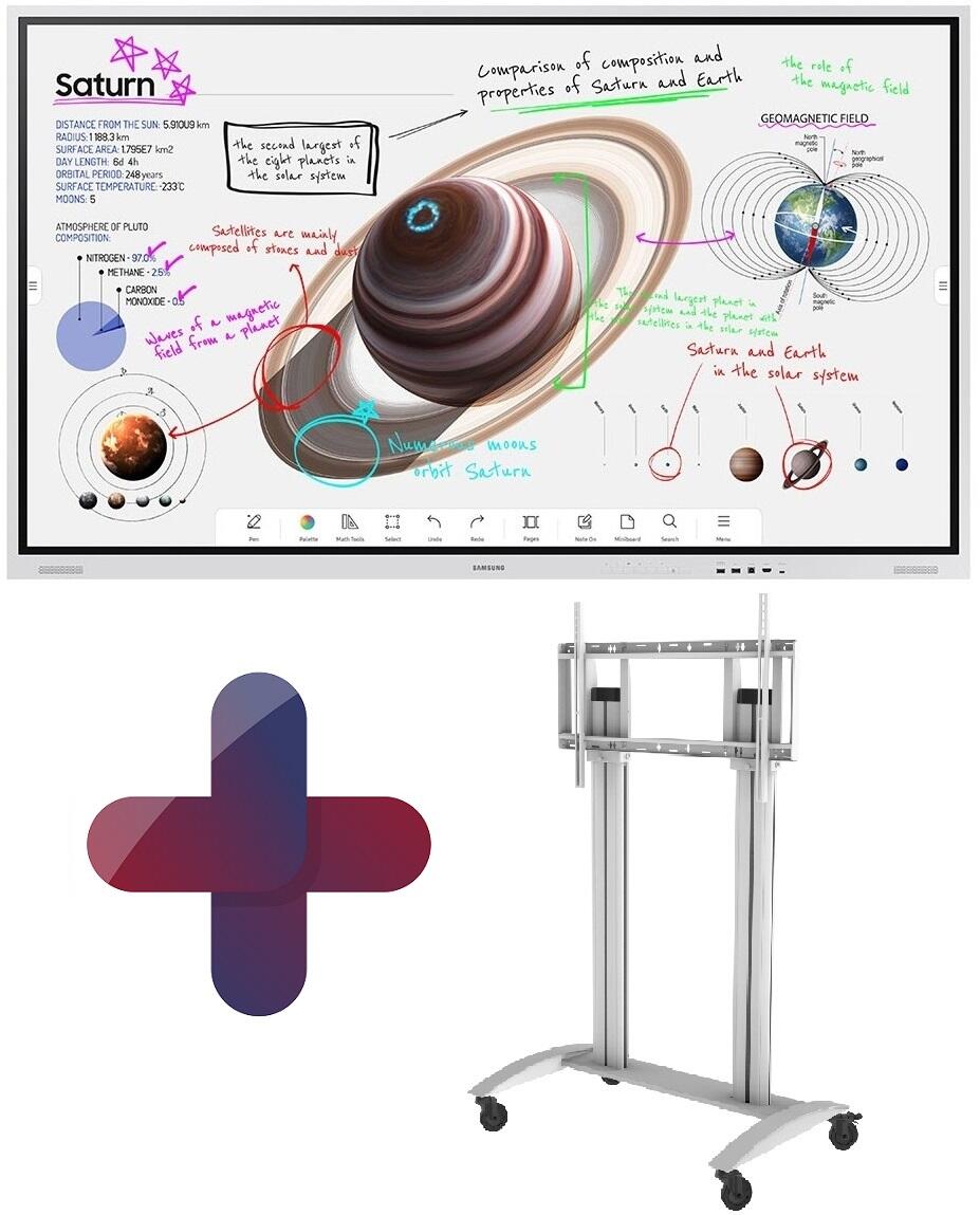 Samsung Flip Pro WM85B Flipchart 215,9 cm 85 Zoll inkl. Peerless-AV SR598W Rollwagenhöhenverstellbar LH85WMBWLGCXEN+SR598W