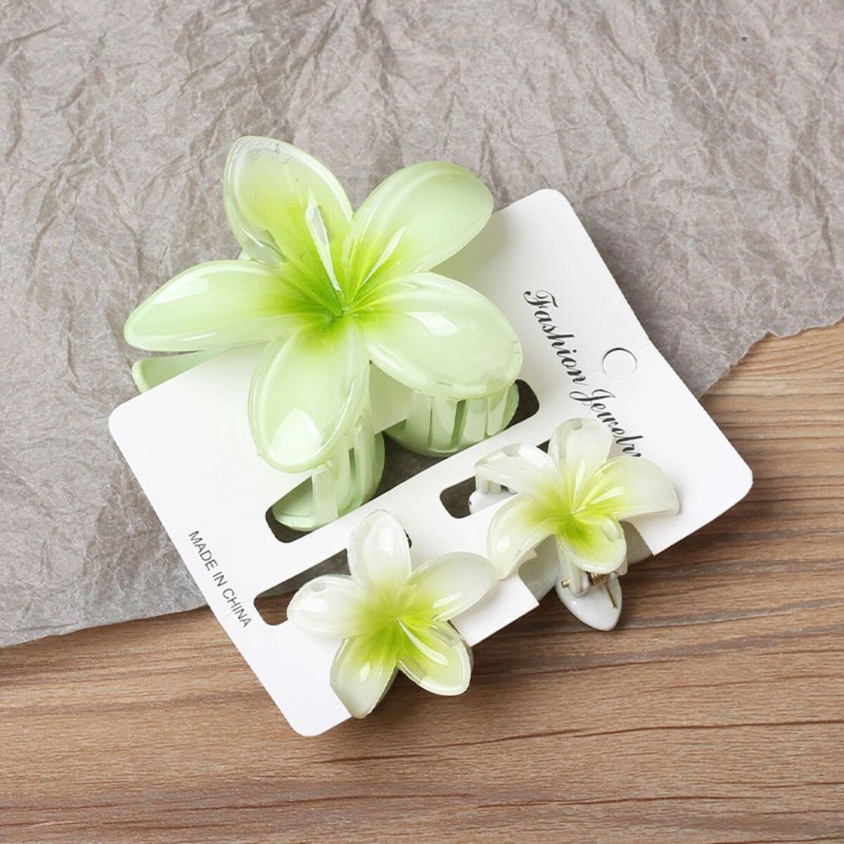 INF Blumen-Haarclip Set, 3er-Pack ABS Anti-Rutsch-Klammern mit abgerundeten Kanten, 7.5cm x 4cm Grün