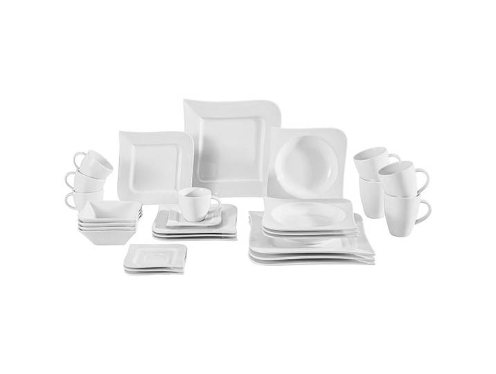 Ritzenhoff Breker Kombiservice, Weiss, Keramik, 28-teilig, 220 ml,220 ml,380 ml,450 ml, Lfgb, Geschirr, Geschirr-Sets, Kombiservice