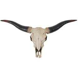 Décoshop26 - Stierkopf-Wanddekoration 75 cm Longhorn-Trophäe aus Polyresin für den Innen- und Außenbereich Natur 04_0002852