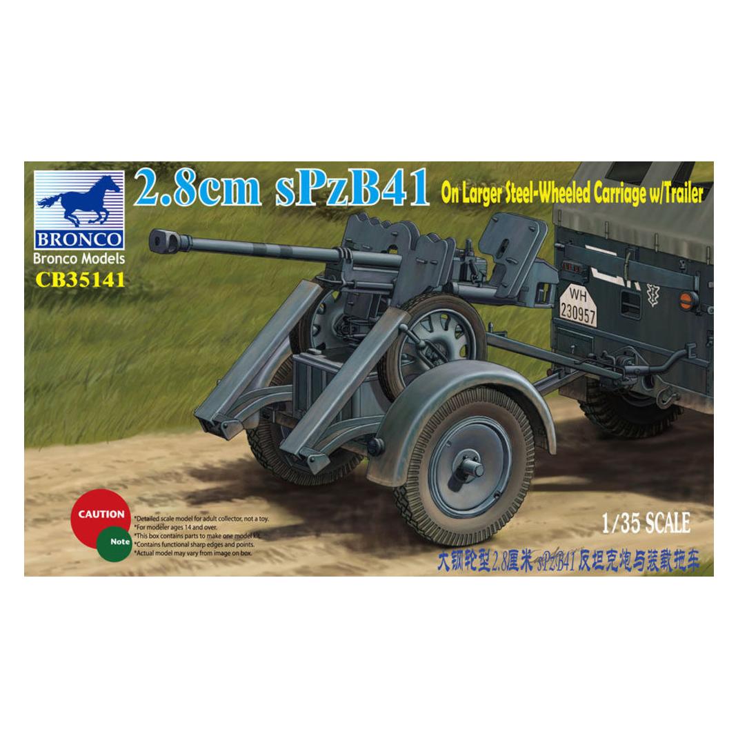 Bronco 2.8cm sPzb41 On Larger Steel-Wheeled carriage w/Traile (CB35141)