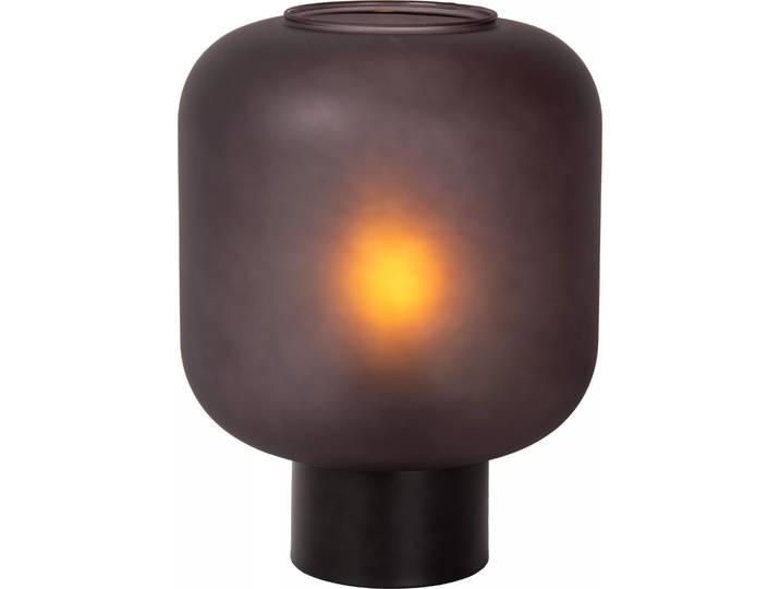 Lampe de table à abat-jour en verre fumé noir\, culot E27\, Eloise Lucide