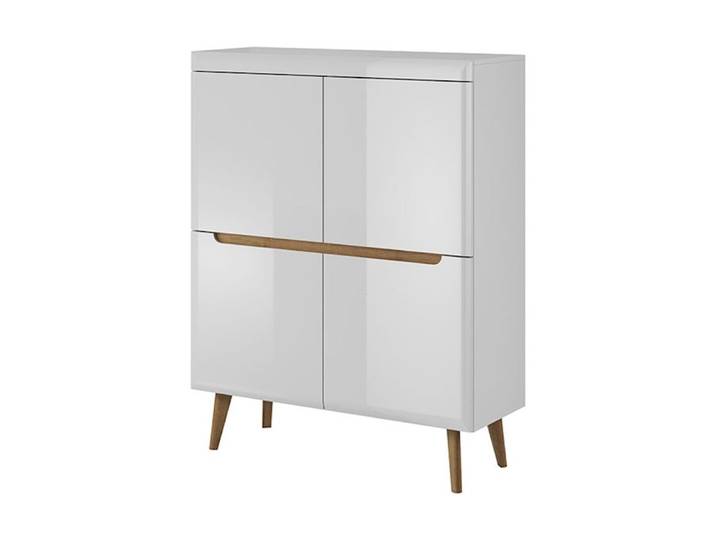 Feldmann-Wohnen Kommode Nordi (Nordi, 1 St., Kommode mit 4 Drehtüren), 107cm weiß / weiß hg riviera eiche