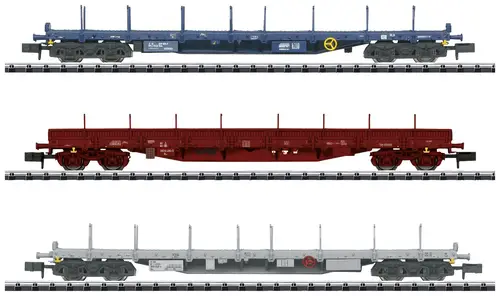 MiniTrix 18723 N 3er-Set Flachwagen SNCB/CFL