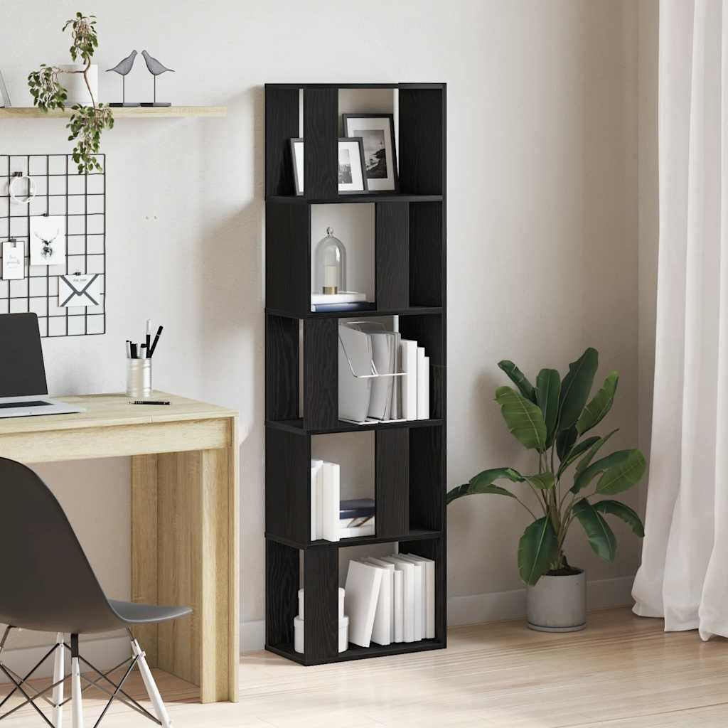 Latitude Run Abderus 159 cm H x 45 cm W Room Divider Bookcase Black Oak 159cm H X 45cm W X 24cm D