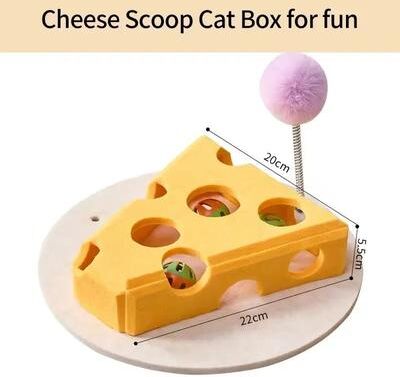 Inspired Finds Interactive Felt Cat Puzzle Box For Mental Stimulation, Hide and Seek Play & Agility Training yellow