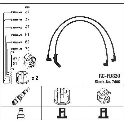 Ngk Zündleitungssatz [Hersteller-Nr. 7406] für Ford