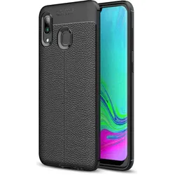 Screenguard Samsung Galaxy A40 Hülle Leather Design TPU Cover (Samsung Galaxy A40), Smartphone Hülle, Schwarz