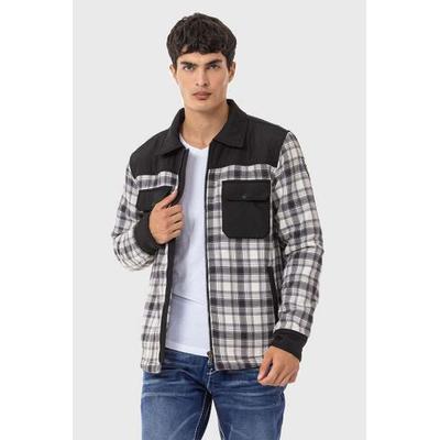 Sweatjacke CIPO & BAXX "Sweatjacken", Herren, Gr. L, schwarz, grau, 70% Baumwolle, 30% Polyester, kariert, regular fit normal, Raglanärmel, Sweatjacken Sweatjacke, mit Karo-Muster