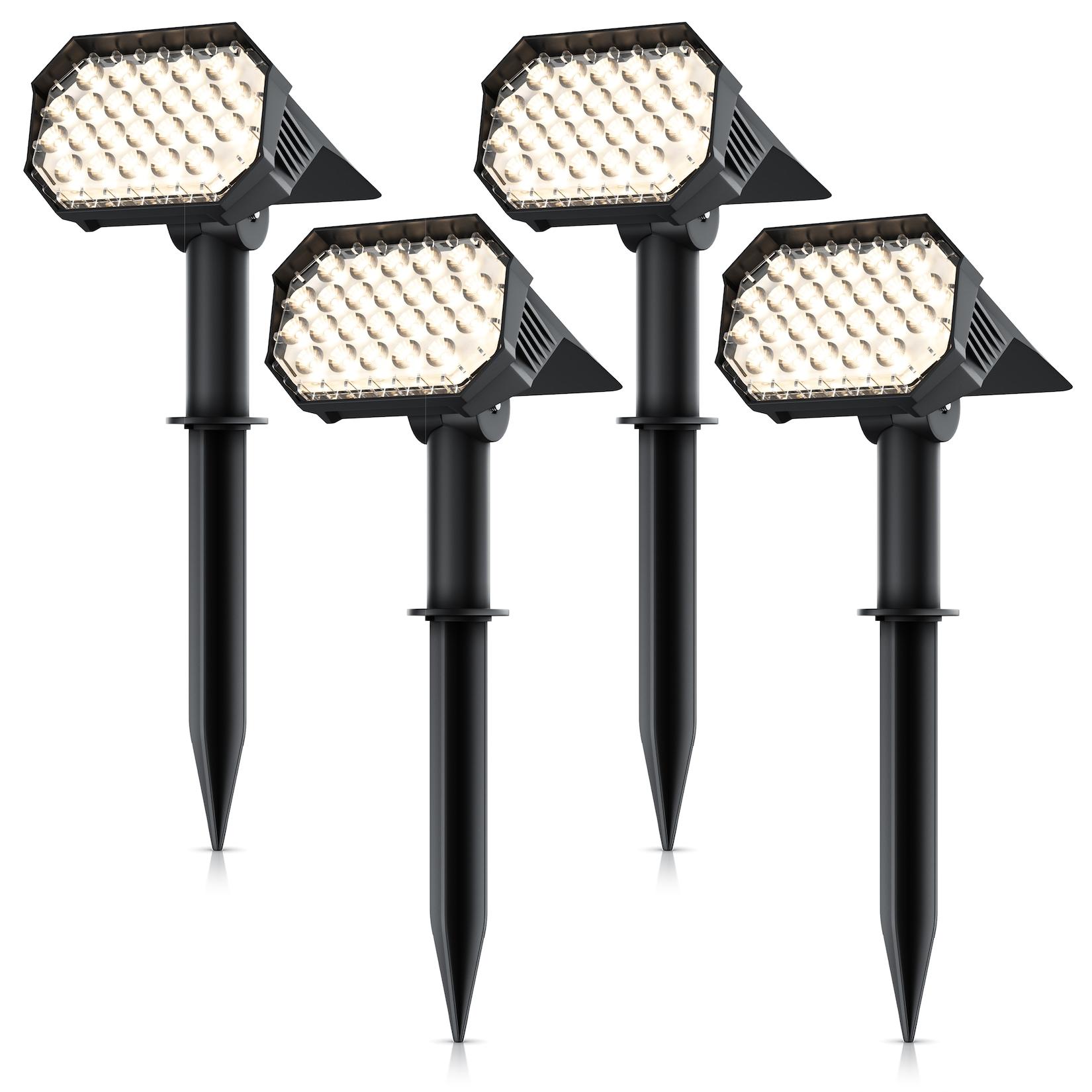 Brandson LED Gartenstrahler Solar Erdspießleuchte, Akku Gartenleuchte, Solarspotlight Wandmontage, Ein-/Ausschalter; mehrere Helligkeitsstufen