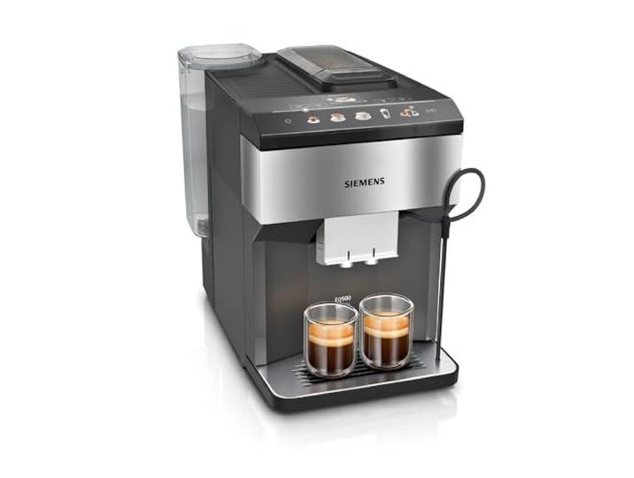 Siemens Kaffeevollautomat EQ500 classic TP516DX3, App-Steuerung, viele Kaffeespezialitäten, integr. Milchbehälter, Doppeltassenfunktion, automat. Dampfreinigung, 1500 W, Edelstahl/Klavierlack schwarz