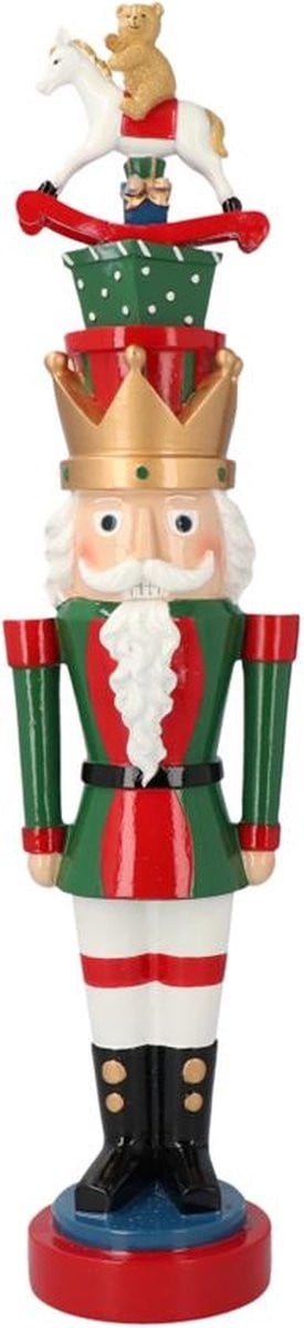Kerstdecoratie Notenkraker met schommelpaard beeldje voor op tafel