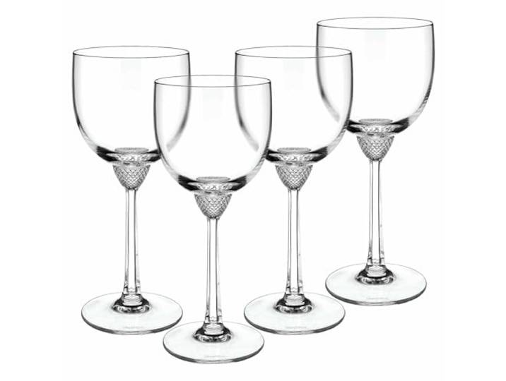 Villeroy & Boch Signature Octavie Rotweingläser, 4er-Set, 280 ml, Weingläser aus nostalgischem Kristallglas mit Spitzstein-Dekor unterhalb der Kuppa, 196 mm, Klar, Spülmaschinengeeignet