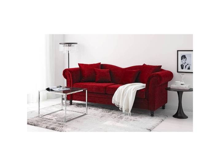 3-Sitzer Sofa Rot/Rot Stoff Chepi 213 x 84 x 79cm Glamour