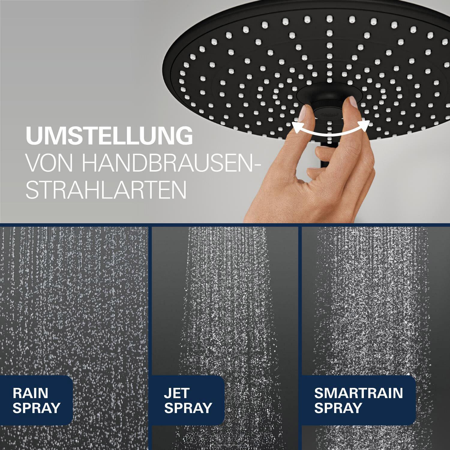 Grohe Vitalio Joy System 260 Duschsystem mit Thermostatbatterie für Wandmontage (Kopie), Badarmaturen, 264032432, matt black
