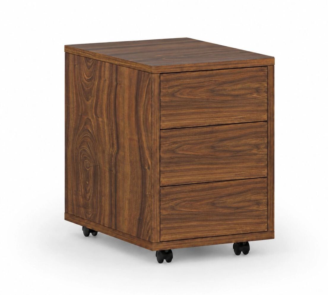 B2B Partner Büro-Rollcontainer PRIMO WOOD, PUSH-lock, 3 Schubladen, Nussbaum