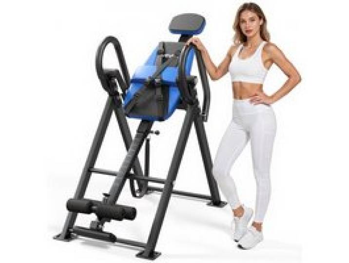 VEVOR Table d'Inversion Réglable, Banc d'Inversion Pliable Charge de 136 kg, Décompression pour Cou Dos Musculation Gym Domicile, Appareil d'Étirement Dorsal, avec Sangle de Limitation Réglable