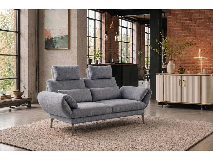 KAWOLA Sofa HOLLY Stoff – Modernes Funktionssofa mit Relaxfunktion, Drehbare Sitze, verstellbare Rückenlehnen, klappbare Armlehnen
